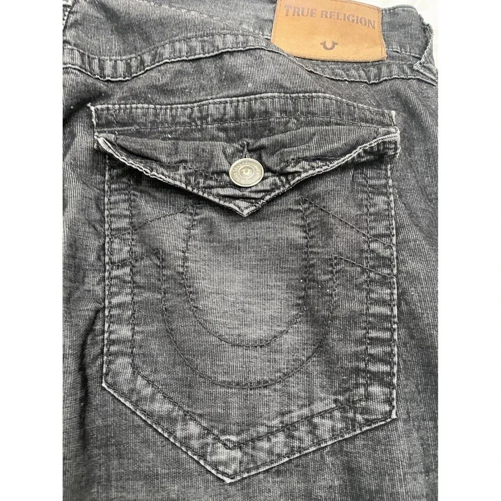 True Religion Ricky Jeans Mens 38 Black Relaxed Straight Flap Pockets (READ)